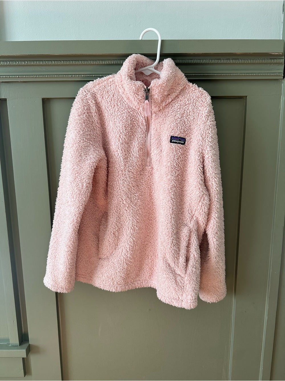 Patagonia Kids Light Pink Sherpa Quarter-Zip Pullover
